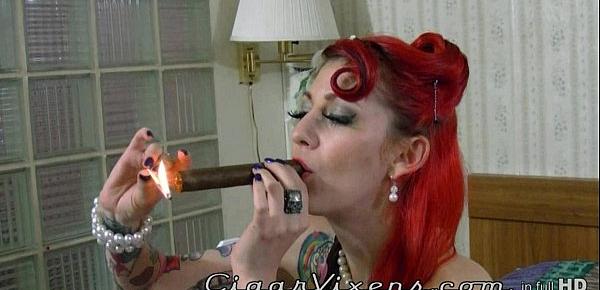  Scarlett Storm SMOKES a cigar